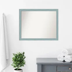 30" X 24" Non-Beveled Sky Blue Rustic Wood Bathroom Wall Mirror - Amanti Art -Amanti Art GUEST 0077f54d 6f19 416d a202 ea30694c26e9