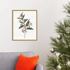 16" X 20" Christmas Moments IV Holly By Silvia Vassileva Framed Canvas Wall Art - Amanti Art -Amanti Art GUEST 009d0c92 c784 45ea a666 1b5e54442e04
