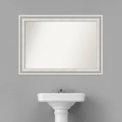 42" X 30" Non-Beveled Parlor White Bathroom Wall Mirror - Amanti Art -Amanti Art GUEST 01e49047 3a88 4486 8387 8fe83496bd8b