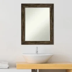 Amanti Art Fencepost Narrow Petite Bevel Wood Bathroom Wall Mirror -Amanti Art GUEST 029942d8 dc62 4cf5 9382 5d7c96bae546