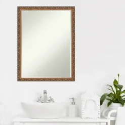 Amanti Art Antique Bronze Petite Bevel Wood Bathroom Wall Mirror 26 X 20 In. -Amanti Art GUEST 02b6f29d 87ef 4fe7 8836 e4306a2b9b6b