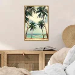 16" X 23" Palm Sky 3 By Design Fabrikken Framed Canvas Wall Art - Amanti Art -Amanti Art GUEST 02e20886 7325 4402 87df 61d31c6e4b91