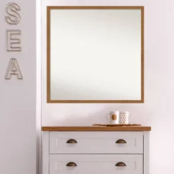27" X 27" Non-Beveled Carlisle Blonde Narrow Wood Wall Mirror - Amanti Art -Amanti Art GUEST 02e4095f 5b57 467f 9635 73fb1794d72e