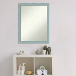 20" X 26" Non-Beveled Sky Blue Rustic Wood Bathroom Wall Mirror - Amanti Art -Amanti Art GUEST 0474c6cd bd3b 4430 8629 5961b34a9736