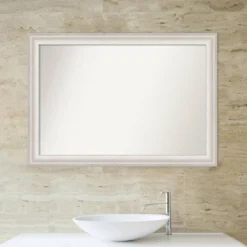 41" X 29" Non-Beveled Trio White Wash Silver Bathroom Wall Mirror - Amanti Art -Amanti Art GUEST 04a5a10f 6ea8 4d40 b8a7 cc50fca99061