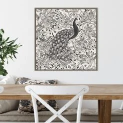 22" X 22" Peacock Garden III BW By Miranda Thomas Framed Canvas Wall Art Gray Wash - Amanti Art -Amanti Art GUEST 04d10fc8 6e9b 4d49 8a66 d9d3a9015951