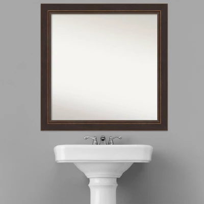 31" X 31" Non-Beveled Lara Wood Bathroom Wall Mirror Bronze - Amanti Art 7 31" X 31" Non-Beveled Lara Wood Bathroom Wall Mirror Bronze - Amanti Art - Image 5