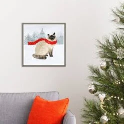 16" X 16" Christmas Cats And Dogs III By Victoria Borges Framed Canvas Wall Art - Amanti Art -Amanti Art GUEST 053e8bdd 9d27 479b b48d 970c15b7a668