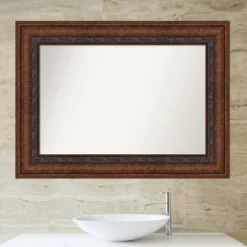46" X 34" Non-Beveled Decorative Bathroom Wall Mirror Bronze - Amanti Art -Amanti Art GUEST 054e6c51 9e96 41f5 8eb8 905c3c532459