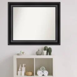 34" X 28" Non-Beveled Grand Bathroom Wall Mirror Black - Amanti Art -Amanti Art GUEST 065cf218 704d 4df8 b983 9c323ff18c05