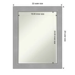 Amanti Art Vista Brushed Nickel Petite Bevel Bathroom Wall Mirror 28.25 X 22.25 In. -Amanti Art GUEST 06a13a21 44a7 45ab 885f 3cdfeda79546