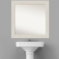 32" X 32" Non-Beveled Rustic Plank White Bathroom Wall Mirror - Amanti Art -Amanti Art GUEST 0732ec93 14a2 4699 8b2e d8d179ffa85a