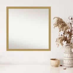 28" X 28" Non-Beveled Grace Brushed Gold Narrow Wall Mirror - Amanti Art -Amanti Art GUEST 0776483e 319b 4518 80f9 a297659605cf