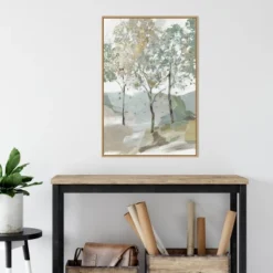 22" X 33" Breezy Landscape Trees II By Allison Pearce Framed Canvas Wall Art Light Brown - Amanti Art -Amanti Art GUEST 078db08a 8c8c 4776 ac11 9c24a7606dbc