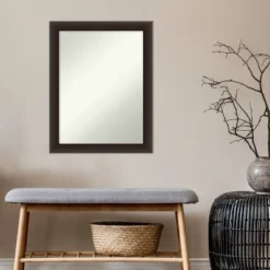 22" X 28" Non-Beveled Romano Espresso Narrow Wood Wall Mirror - Amanti Art -Amanti Art GUEST 07bb9167 1a58 400a 9ae7 666f453ef3ed