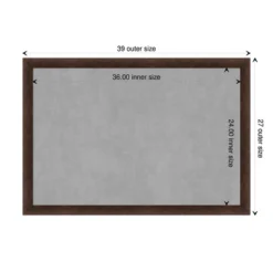 39"x27" Narrow Framed Magnetic Board Warm Walnut - Amanti Art: Metal Wall Mount, Office Decor, No Choking Hazard -Amanti Art GUEST 07f27124 b1a7 4f8a 83a4 3ab0563e07ef