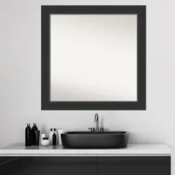 31" X 31" Non-Beveled Corvino Wood Bathroom Wall Mirror Black - Amanti Art -Amanti Art GUEST 081c90c0 68a7 4a58 94fd be7be6c1f784