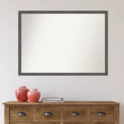 40" X 29" Non-Beveled Pinstripe Plank Gray Thin Wall Mirror - Amanti Art -Amanti Art GUEST 087beebd b4ac 4594 88b7 c74d5036c60f