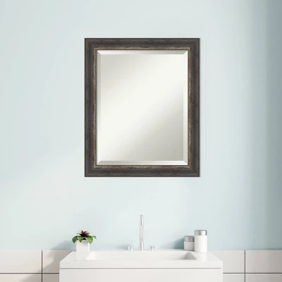 Bark Rustic Framed Bathroom Vanity Wall Mirror Charcoal - Amanti Art 9 Bark Rustic Framed Bathroom Vanity Wall Mirror Charcoal - Amanti Art - Image 7