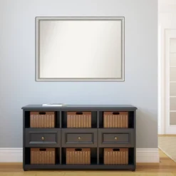 41" X 30" Non-Beveled Salon Silver Narrow Bathroom Wall Mirror - Amanti Art -Amanti Art GUEST 0970bc85 2141 4b75 9b11 30af56eddb43