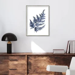 19" X 25" Botanical Fern Indigo By Sara Berrenson Wood Framed Wall Art Print - Amanti Art -Amanti Art GUEST 09b42a71 487f 40e6 b92a 272578f15481