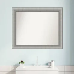 33" X 27" Non-Beveled Elegant Bathroom Wall Mirror Brushed Pewter - Amanti Art -Amanti Art GUEST 0a61e6b3 8213 4c09 9a7f c33e58f56838