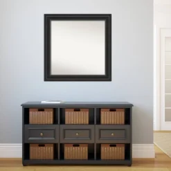 32" X 32" Non-Beveled Ridge Black Bathroom Wall Mirror - Amanti Art -Amanti Art GUEST 0b26c93e aa73 497b b667 8aff2740be25