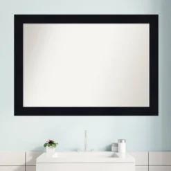 40" X 28" Non-Beveled Shiplap Navy Wood Bathroom Wall Mirror - Amanti Art -Amanti Art GUEST 0b2f148f e7ac 4a47 8446 16327ecad90e