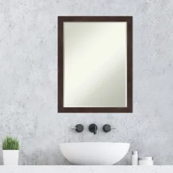 Amanti Art Fresco Petite Bevel Wood Bathroom Wall Mirror -Amanti Art GUEST 0b35b592 54e6 4357 8903 5c112956c2c1