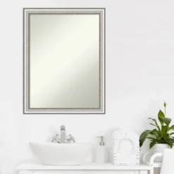 21" X 27" Non-Beveled Salon Silver Narrow Bathroom Wall Mirror - Amanti Art -Amanti Art GUEST 0db81ca4 8ab0 4285 a962 d15dd13bda16