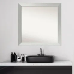 30" X 30" Non-Beveled Wood Bathroom Wall Mirror Brushed Sterling Silver - Amanti Art -Amanti Art GUEST 0e75051c 5236 48d6 91da 3eedd7f30e35