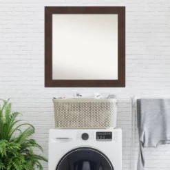 31" X 31" Non-Beveled Wildwood Brown Wall Mirror - Amanti Art -Amanti Art GUEST 0f2aec4a 977a 4e0f a4e6 4b5cda132bb7