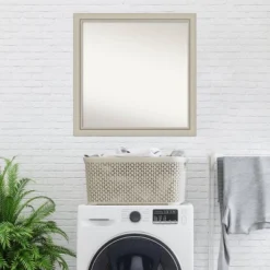 30" X 30" Non-Beveled Romano Silver Narrow Wood Bathroom Wall Mirror - Amanti Art -Amanti Art GUEST 0f40a81b e633 4b4a 98a5 368372e078ec