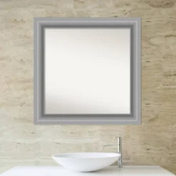 32" X 32" Non-Beveled Peak Polished Nickel Bathroom Wall Mirror - Amanti Art -Amanti Art GUEST 11d02eb0 d4ff 419a a83d 845b5c291796