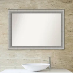 41" X 29" Non-Beveled Elegant Bathroom Wall Mirror Brushed Pewter - Amanti Art -Amanti Art GUEST 124b341d 02e0 4ba0 a094 7117768ecb61
