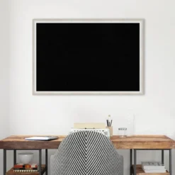 38"x26" Two Tone Wood Frame Black Cork Board Silver - Amanti Art: Custom Framed, Wall Mounted, Bulletin Board For Home Office -Amanti Art GUEST 1295e59e 8461 47a6 8e34 d2ac85d7c9fa