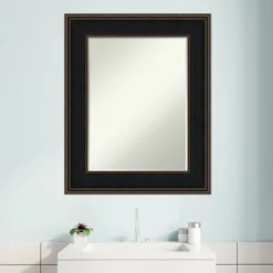 Amanti Art Mezzanine Espresso Petite Bevel Wood Bathroom Wall Mirror 31.5 X 25.5 In. -Amanti Art GUEST 13a4a33f 2fc9 4215 9b1c 2e7e6e20859c