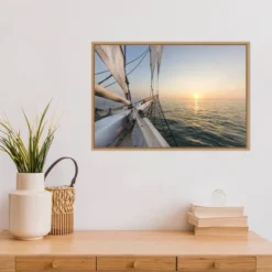 23" X 16" Sunset Cruise On The Western Union Schooner By Chuck Haney Danita Delimont Framed Canvas Wall Art - Amanti Art -Amanti Art GUEST 145f5b0e d08c 473e 951c 4c5e670ab15b
