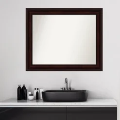 33" X 27" Non-Beveled Bathroom Wall Mirror Coffee Bean Brown - Amanti Art -Amanti Art GUEST 149a3e78 a286 4aed 9fab 05ac7006e318