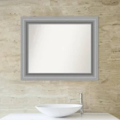 34" X 28" Non-Beveled Peak Polished Nickel Bathroom Wall Mirror - Amanti Art -Amanti Art GUEST 15584df2 c3e7 4b9e bd29 807afd65194f