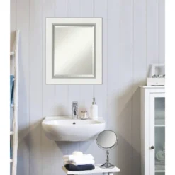 Eva White Silver Framed Bathroom Vanity Wall Mirror - Amanti Art -Amanti Art GUEST 1627ed37 86fe 4df1 8767 79ef11ac0ec5