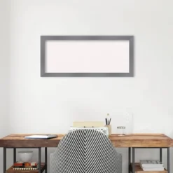 32"x14" Edwin Wood Frame White Cork Board Gray - Amanti Art -Amanti Art GUEST 16a074f3 3127 46e3 9537 fa8cceceae9a