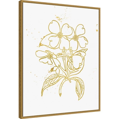 22" X 28" Gold Blooms III By Wild Apple Portfolio Framed Canvas Wall Art Gold - Amanti Art 3 22" X 28" Gold Blooms III By Wild Apple Portfolio Framed Canvas Wall Art Gold - Amanti Art