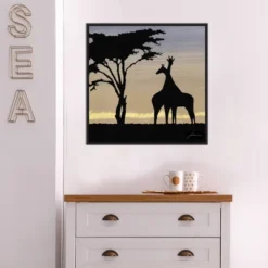 22" X 22" Savanna Giraffes IV By James Burghardt Framed Canvas Wall Art Black - Amanti Art -Amanti Art GUEST 17f1b825 5d1f 4c1e afe3 1e1bd4624c7c