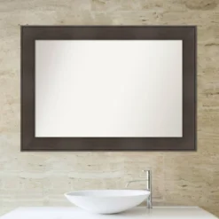 42" X 30" Non-Beveled William Rustic Woodgrain Bathroom Wall Mirror - Amanti Art -Amanti Art GUEST 17fbe36a 4765 4332 ba6d cf6b56b8067a