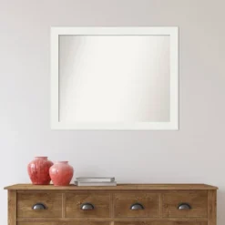 32" X 26" Non-Beveled Vanity White Narrow Bathroom Wall Mirror - Amanti Art -Amanti Art GUEST 19034fd3 3af0 49ed ab43 02c6260dd8e3