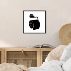 16" X 16" Bathroom Puns V No Words By Becky Thorns Framed Canvas Wall Art Black - Amanti Art -Amanti Art GUEST 19201597 16bb 4940 815f 35fc9833dc28