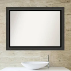 43" X 32" Non-Beveled Tuxedo Black Bathroom Wall Mirror - Amanti Art -Amanti Art GUEST 193642e0 7505 4353 8ecc e98f11e2ecb4