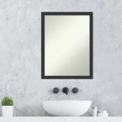 Mezzanotte Black Non-Beveled Wood Bathroom Wall Mirror -Amanti Art GUEST 198e6279 8419 4cdc bcc4 a5f374ebdebf