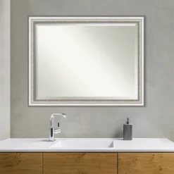 45" X 35" Salon Framed Bathroom Vanity Wall Mirror Silver - Amanti Art -Amanti Art GUEST 1b22ea23 ad0e 4c71 8fca ea6195a1e334